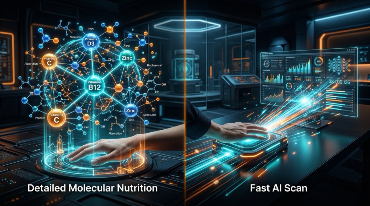 Sam Gym vs Cronometer comparison showing AI speed versus micronutrient precision tracking approaches