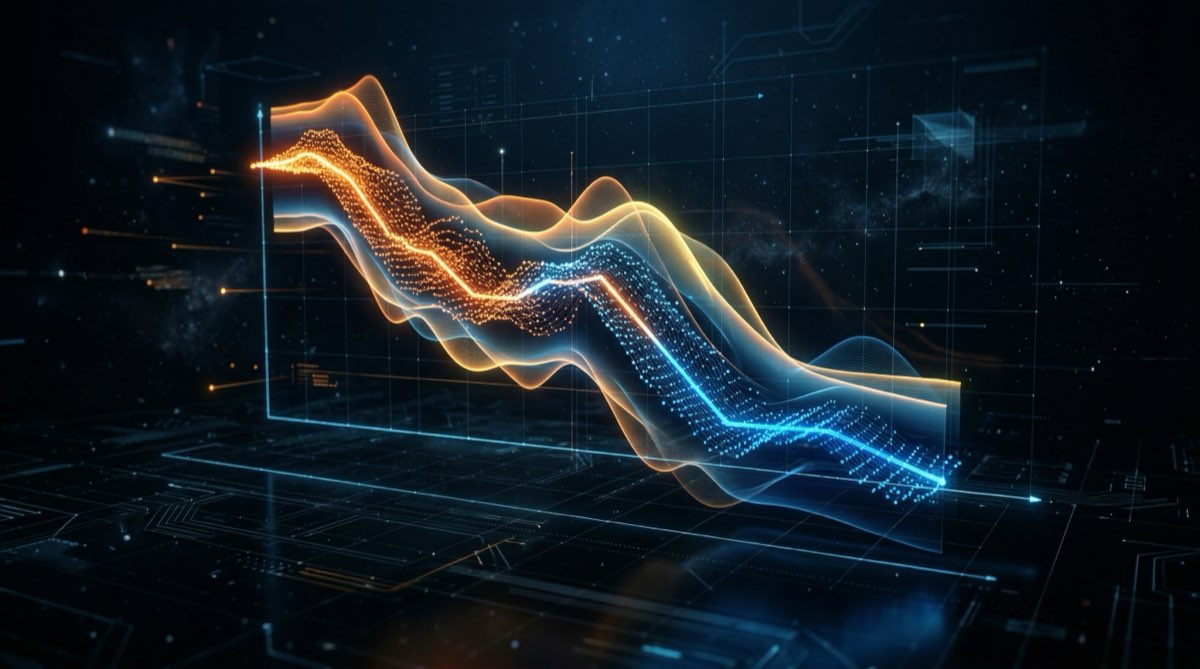AI weight prediction chart showing Bayesian adaptive modeling with 6-week forecast visualization